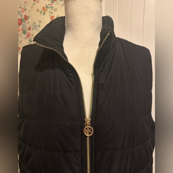 Michael Kors Black Quilted Vest with Gold Accents - Picture 3 of 8